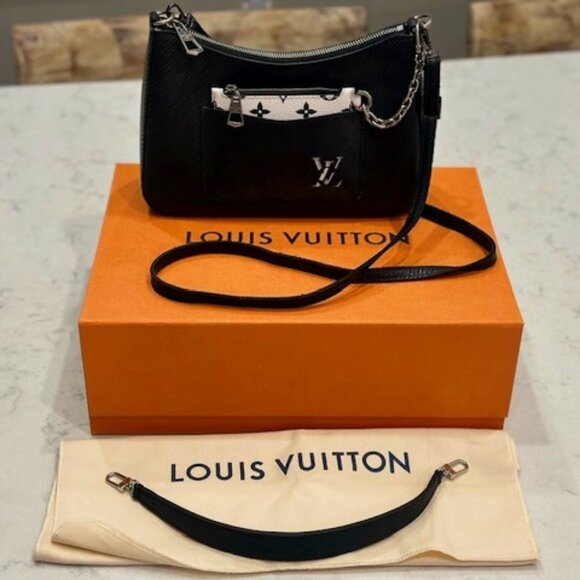 100% Authentic Louis Vuitton Marelle Black Leather Satchel - Picture 1 of 9